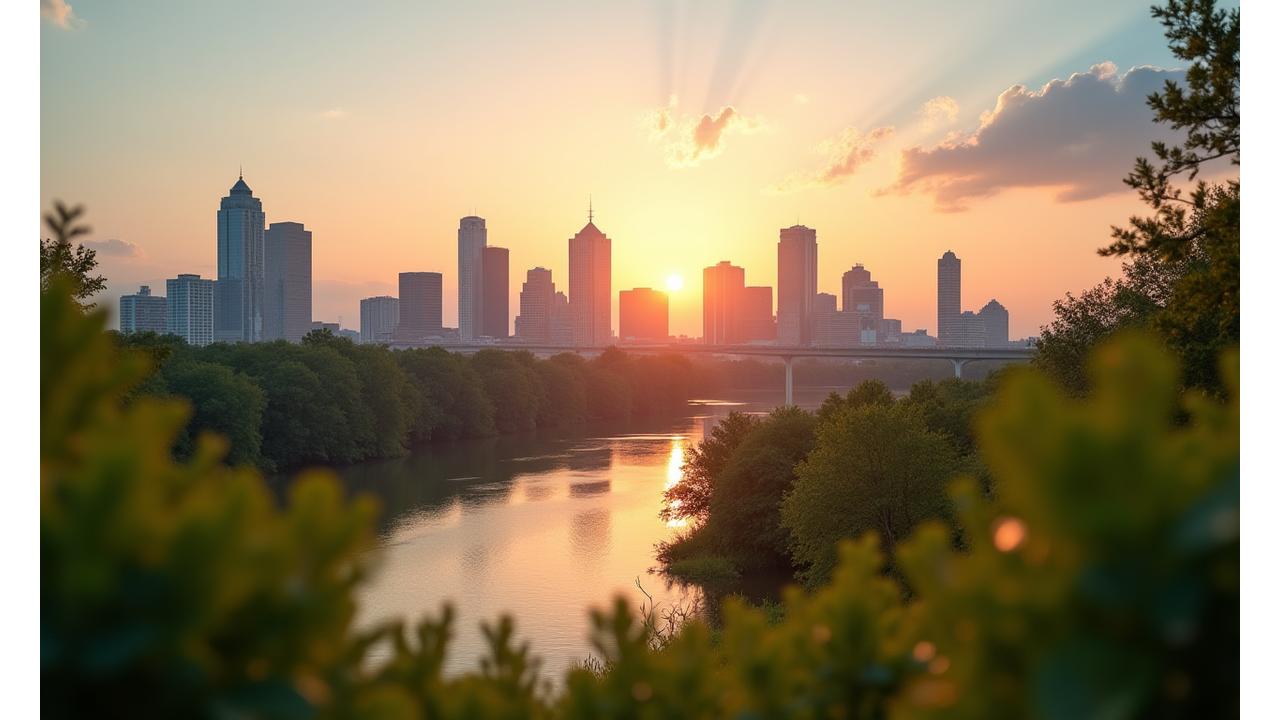 Austin skyline at sunrise with a focus on wellness and community