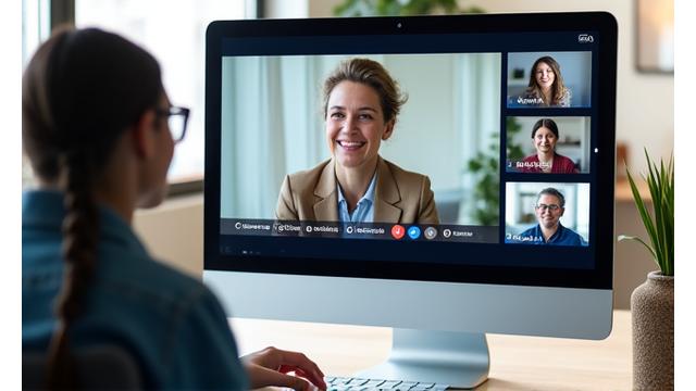 A diverse group of adults participating in an engaging online wellness webinar on a computer screen, with a clear focus on the speaker.