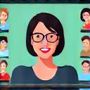 A video call screen showing an Austin wellness expert leading a group coaching session.